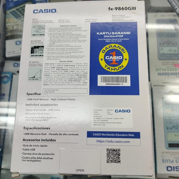 

kalkulator casio graphic fx 9860gii sd garansi resmi [212] kode 352