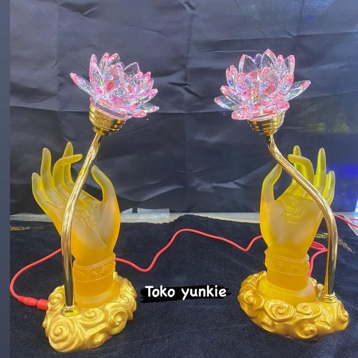 Lampu Teratai Cristal Tangan Buddha 7 Warna