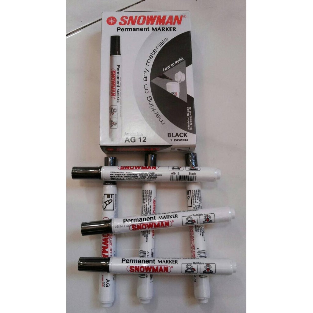 

New Spidol Snowman Permanent Marker Ekonomis AG 12 / Tinta Permanen AG-12
