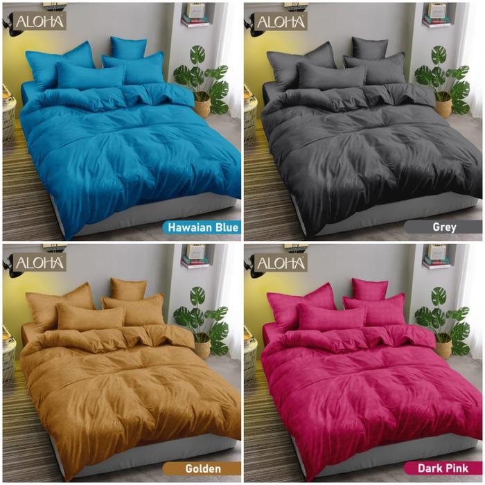 BEDCOVER ALOHA 180 x 200 King size 6 kaki POLOS EMBOSS