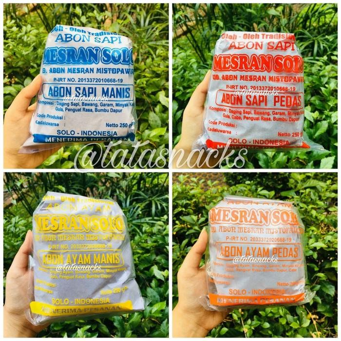 

Baru Abon Sapi Mesran Solo Manis/Pedas 250G - Oleh-Oleh Khas Solo