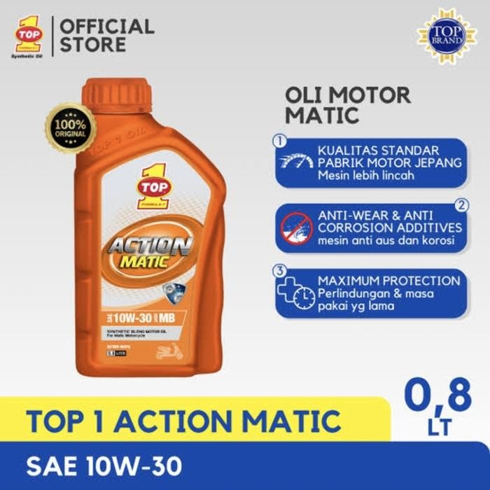 Oli Mesin Motor TOP1 / TOP 1 Action Matic 10W30 / 10W-30 Jaso MB - 800ml