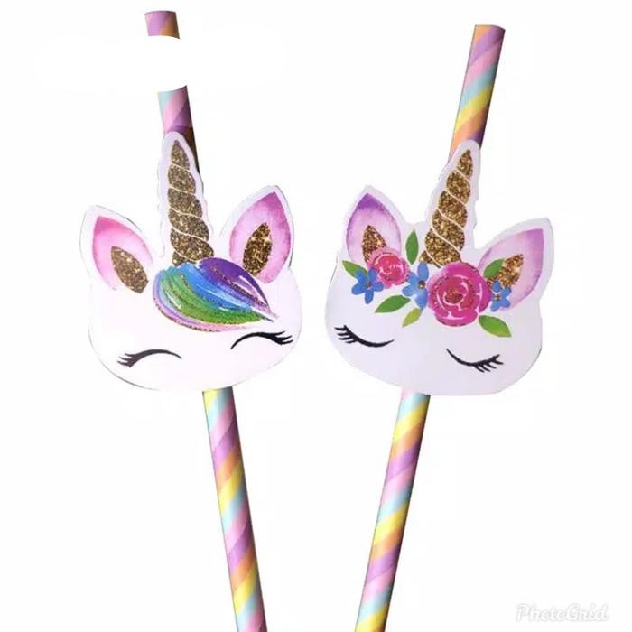Sedotan Kertas Unicorn Rainbow/Sedotan Kertas/Sedotan/Sedotan Unicorn