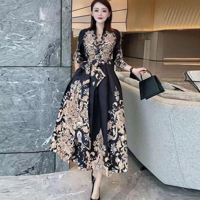 SSFW Elizabeth Dress Retro Premium/Hitam Dress Batik Kondangan Mewah