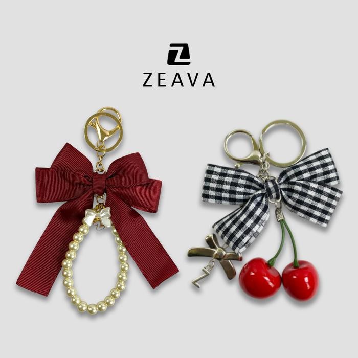 

[ZEAVA] Gantungan Kunci Pita Mutiara - Cherry/ Aesthetic Coquette Bag Charm/ Ribbon Keychain Vintage