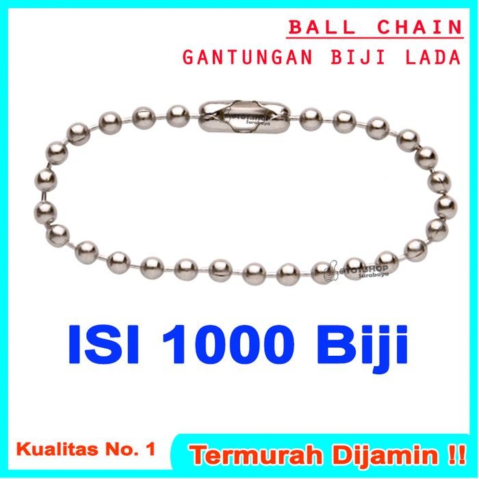 

1000 pc Rantai kuku/pelor biji lada silver gantungan kunci Hangtag