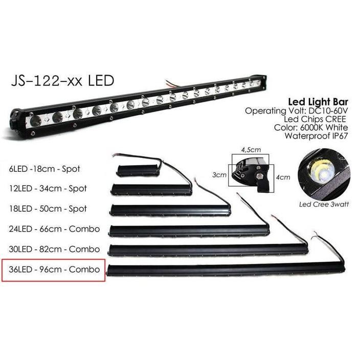 Lampu Sorot Ledbar Slim Mobil Motor 36led 108W 96cm Tipis
