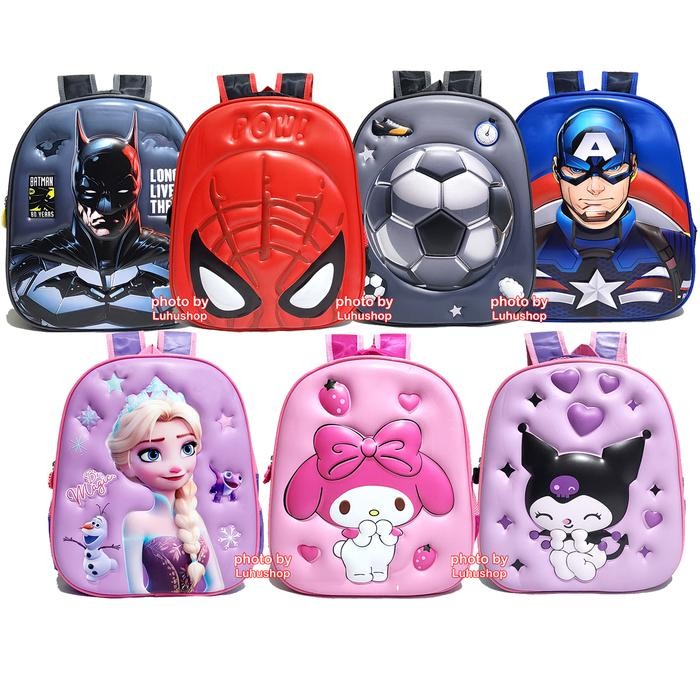 Tas Anak Tk Timbul Superhero Cars Contractor Bola Batmen Mobil Kuro