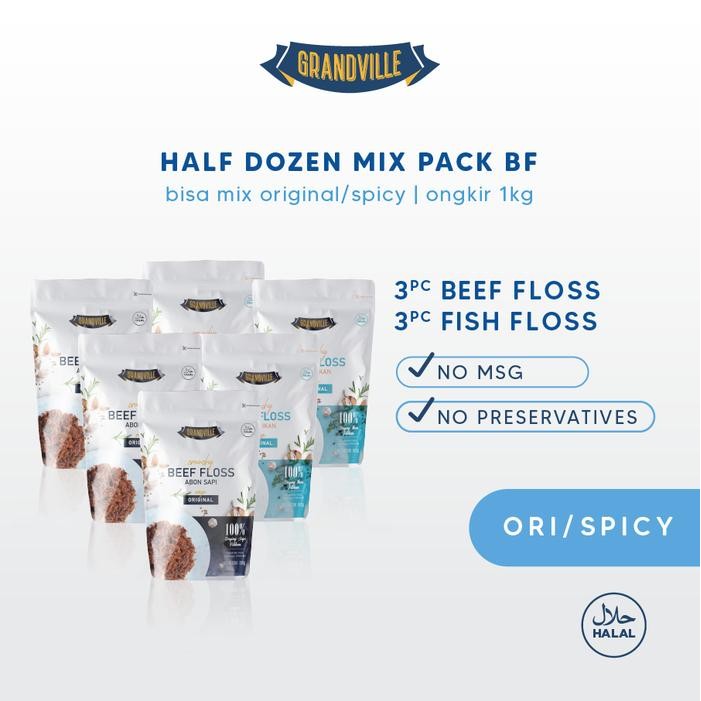 

ASLI 6Pc Grandville Abon Mix Abon SAPI [3Pc] & IKAN [3Pc] - Non Msg Gluten Free READY STOCK