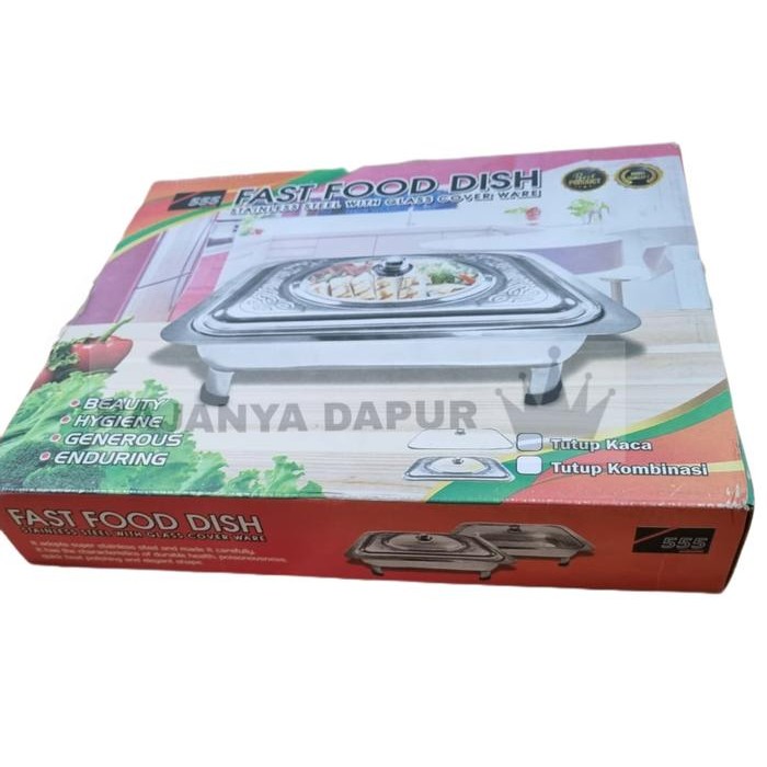 Tersedia Fast Food Dish 555 Wadah Prasmanan Segi Stainless Steel