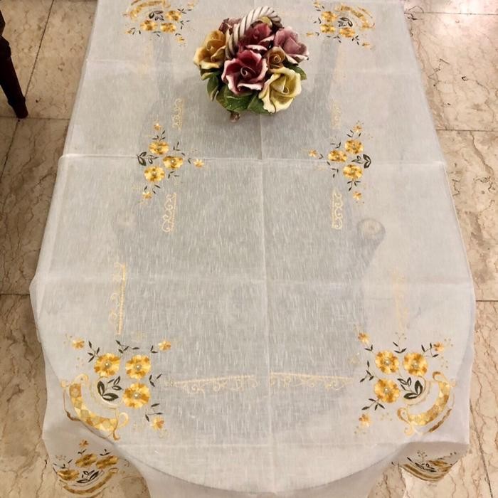 taplak meja makan oval 4 kursi