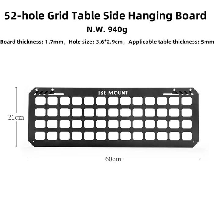 

ISE MOUNT HOLE GRID Table Side Hanger Meja Besi Camping Outdoor