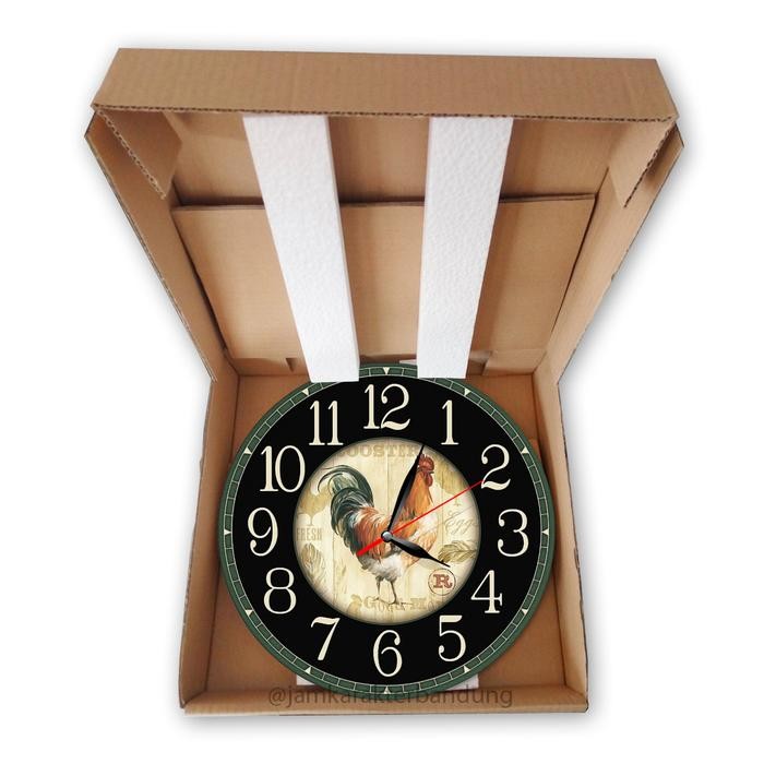 041 Jam Dinding Motif Ayam Jago Hiasan Dinding Klasik