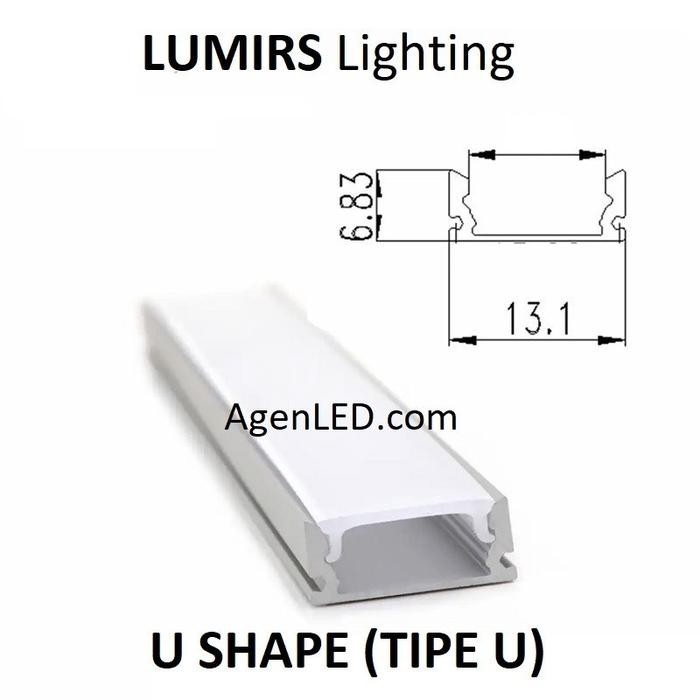 Kap Housing Aluminium Led Strip 1 meter Bentuk U