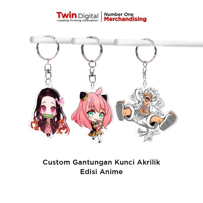 Cetak Gantungan Kunci Akrilik Anime Souvenir Ganci Wibu Keychain Waifu