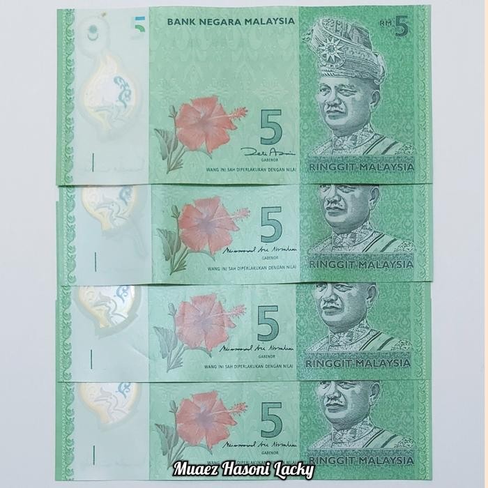 Uang Asli Ringgit Malaysia 5 RM Polymer Pecahan Koleksi Asli