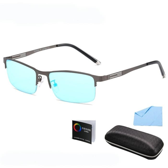 1 Set Kaca Mata Buta Warna Parsial Merah Hijau Dengan Kartu Tes Warna