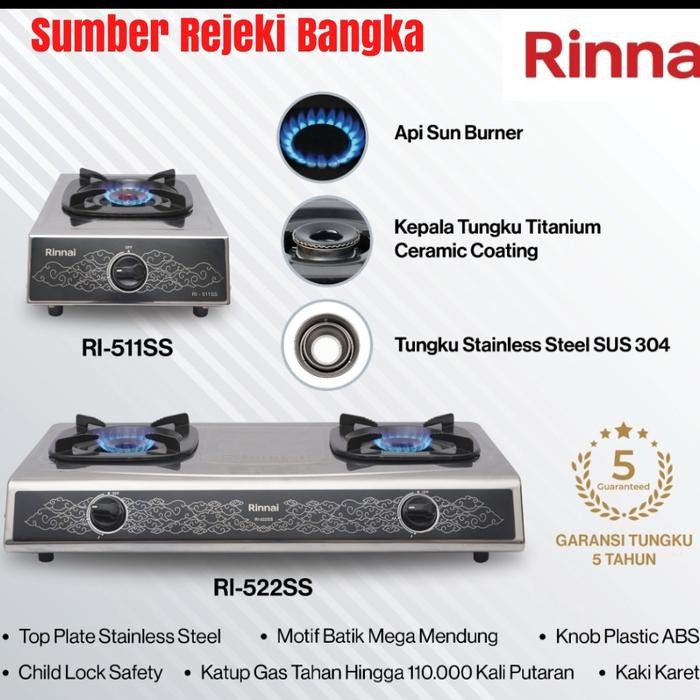 Rinnai Kompor Gas RI-522 SS/RI-522SS/RI-511 SS/RI-511SS