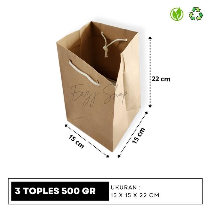 Paper Bag Brown Kraft Custom Goodie Bag - Toples / Lunchbox / Donut