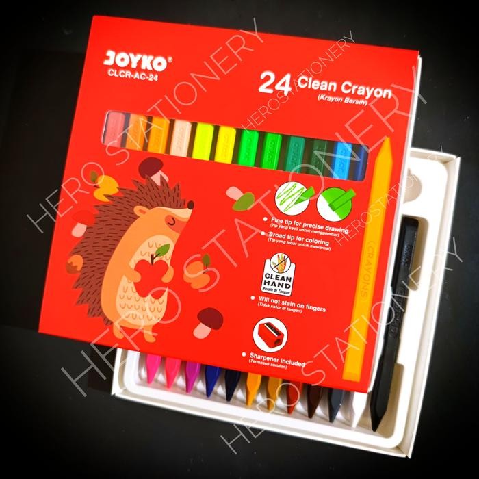 

Joyko Clean Crayon Krayon Bersih 24 Warna Clcr-Ac-24