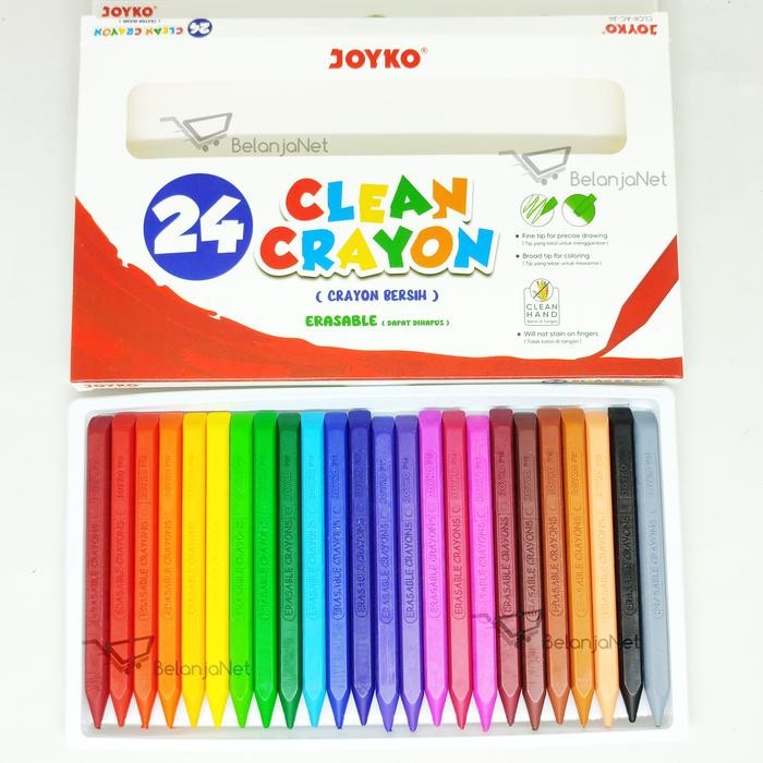 

Krayon Bersih Clean Crayon Joyko 24 Warna Clcr-Ac-24