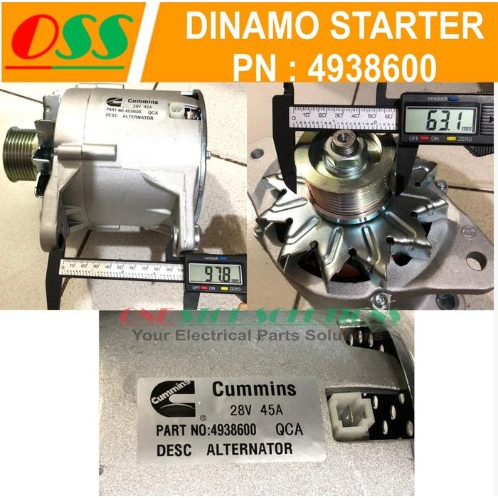 Mantab Dinamo Cas Ampere 37N-01010 / 4938600 202207 45A 24V Cummins 4Bt 4Bta Terlariss 