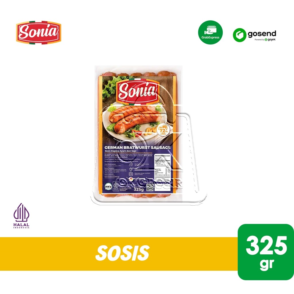 

Sosis Bratwurst Jerman SONIA German Sausage 325gr (KHUSUS INSTANT)