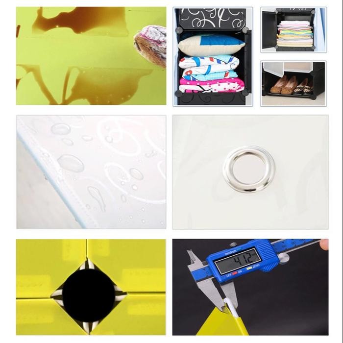 Bas Lemari Plastik Kartun Lemari Pakaian Portable Lemari Baju Susun 9 Pintu