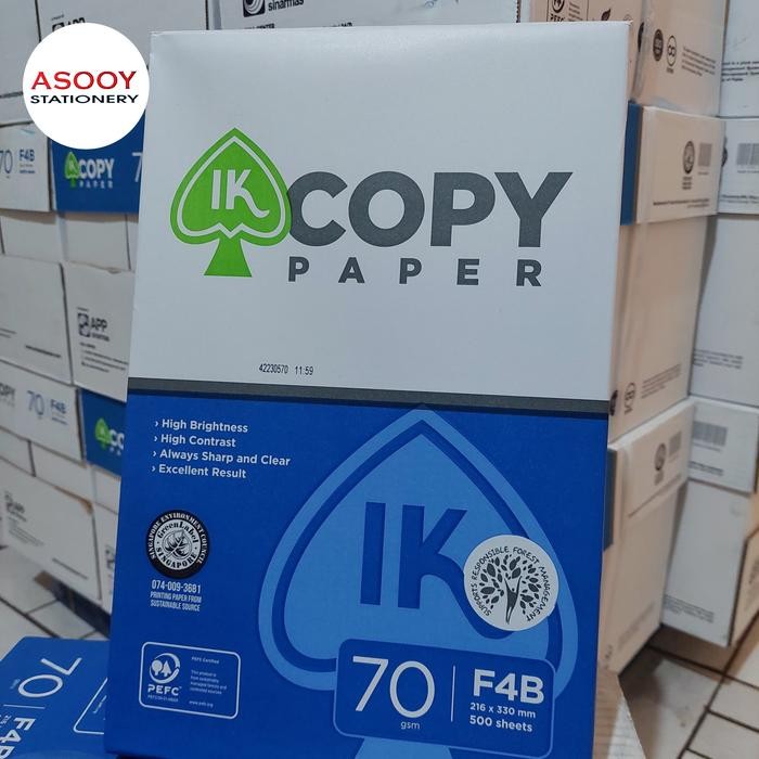 

Bisa Gosend! Kertas Hvs / Kertas Photocopy F4 (Folio) 70 G Ik Copy Paper - 5 Rim