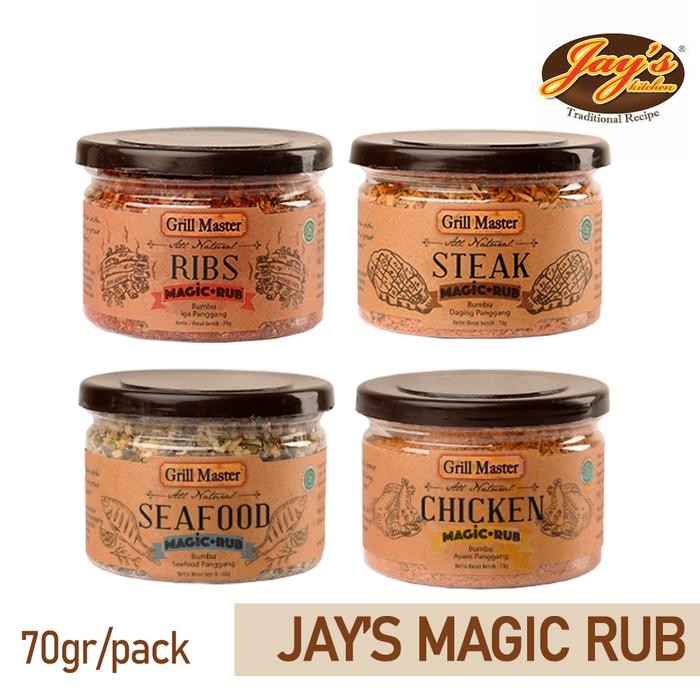 

NEW PRODUK JAY'S GRILL MASTER MAGIC DRY RUB 70GR CHIKEN RIBS STEAK SEAFOOD JAYS B REE RAIN553