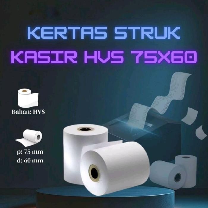 

Kertas kasir HVS ukuran 75x60mm paket 10 Roll