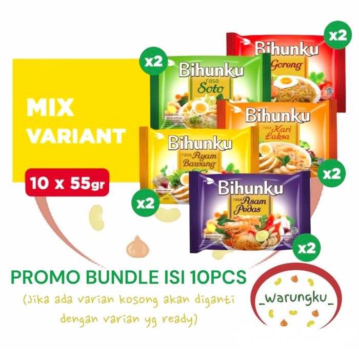 

Pilihan- Promo Bundle Isi 10 Bihunku Mix Rasa