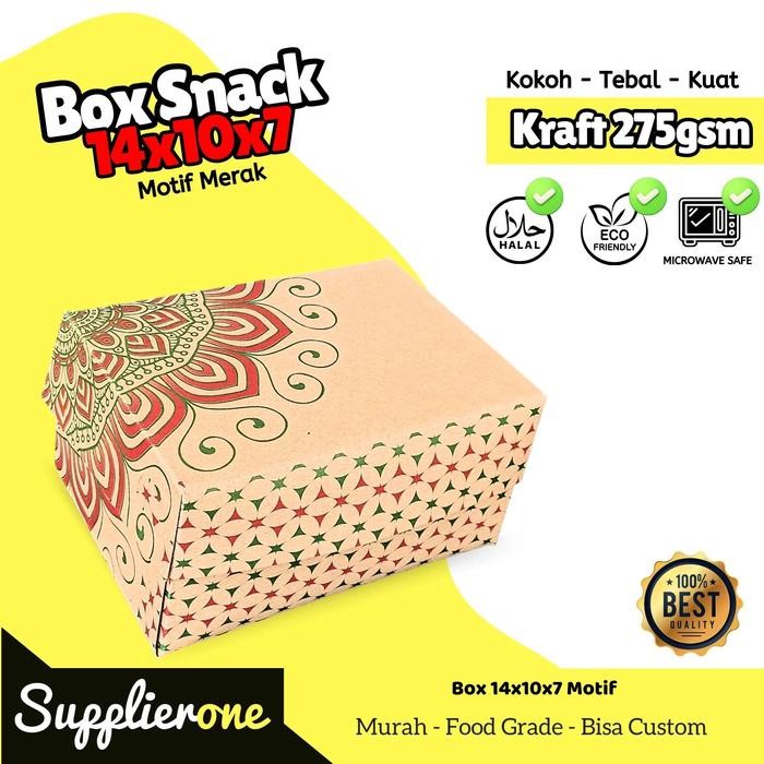 Pilihan- Dus Snack 14X10X7 Motif Isi 50 / Dus Kue / Box Fried Chiken / Dus Kemasan
