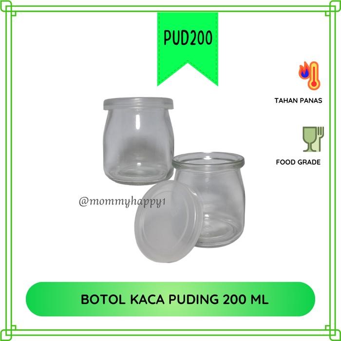 Pilihan- Pud200 Grosir 1 Dus Wadah Kaca / Botol Kaca Puding -Tutup Plastik Ukuran 200Ml