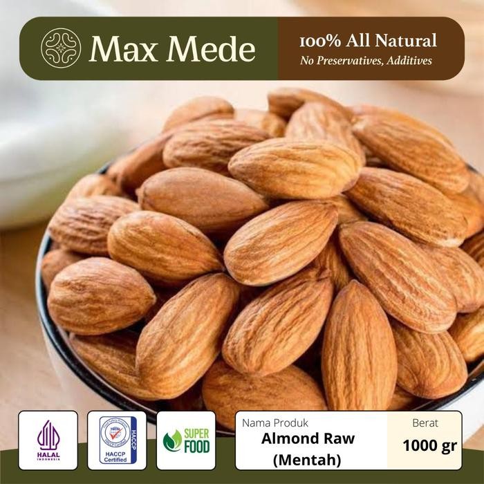 

Max Mede - Kacang Almond Utuh Premium Mentah 1KG