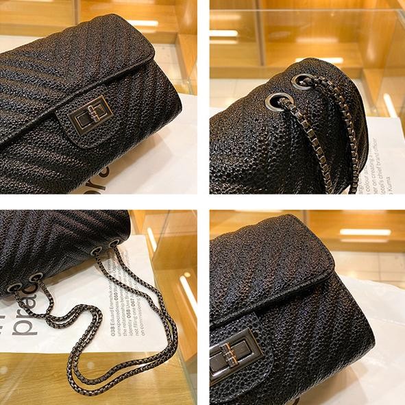 Chain Bag Gd23473 Tas Selempang Rantai Wanita Hitam V Elegan Import
