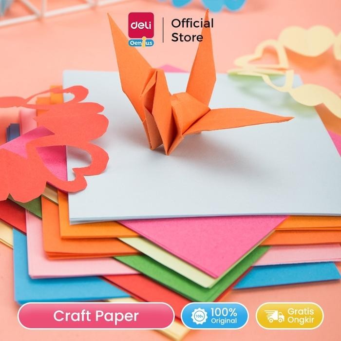 DELI kertas warna/craft paper/origami paper A4 50 lembar 10 warna