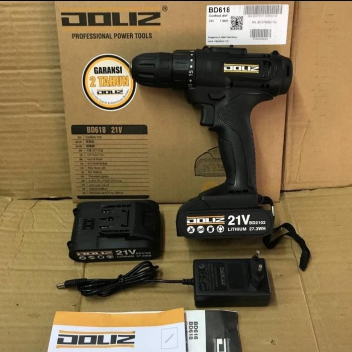 MESIN BOR BATERAI DOLIZ BD618 CORDLESS DRILL DOLIZ BD 618 21V