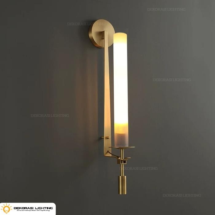 Lampu dinding kaca panjang gold hitam minimalis 2lampu cafe hias dekor