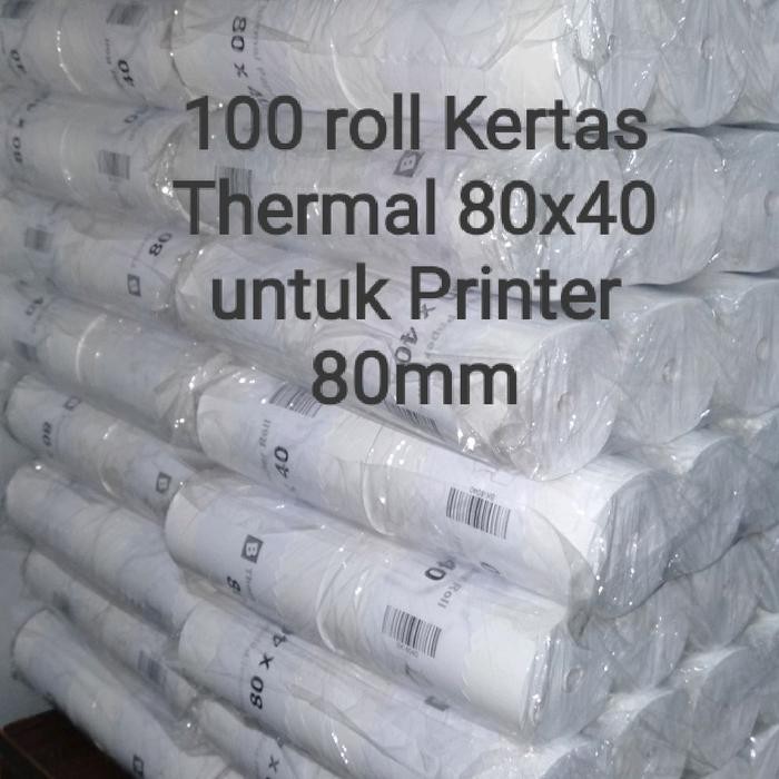 

Terbaru Kertas Thermal 100 Roll 80X40 Struk Kasir Coreless Printer 80Mm