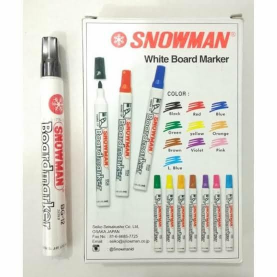 

Snowman Spidol Snowman White Board Hitam Isi 12 Pcs
