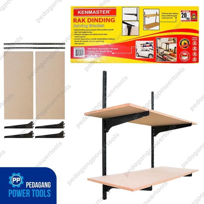 Pilihan- Kenmaster Rak Dinding 2 Susun Besi - Set Termasuk Papan Kayu Dan Siku