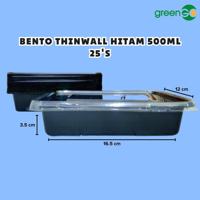 Terlaris Mika Bento 500Ml Hitam Isi 25 Set Muliapack Bento Tanpa Sekat