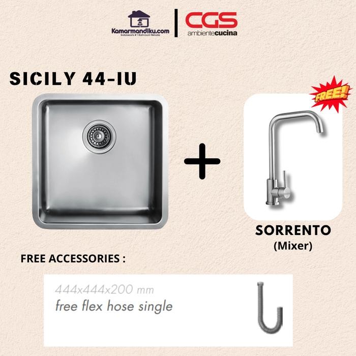 Paket 1 CGS Sicily 44-IU Kitchen Sink Free Kran