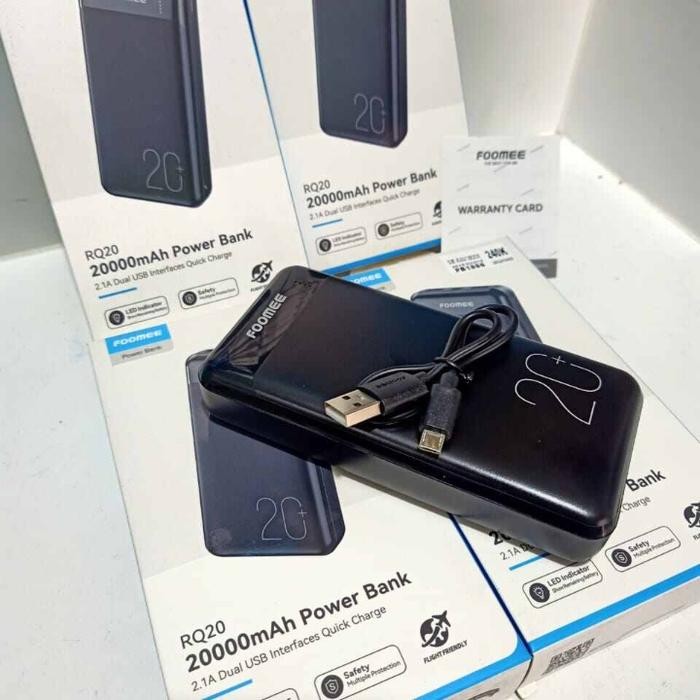 Bisa Termin Power Bank Foomee Fast Charging 20.000 Mah Rq20 Dual Usb 2.1A Max