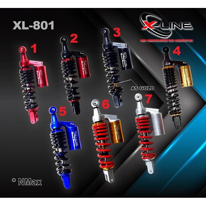 X-Line Shokbeker Belakang Yamaha Nmax 155 Tabung Atas Tipe 801 330mm