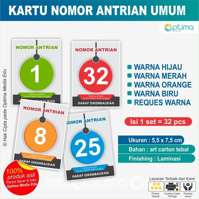 

Readyyy KARTU NOMOR ANTRI / ANTRIAN (UMUM) 1 SET DAPAT 32 PCS Terbaru
