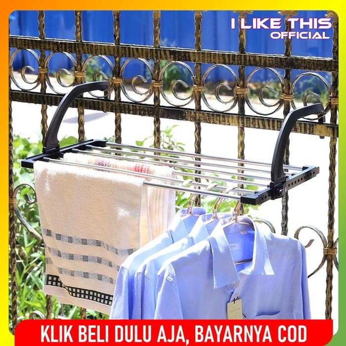 Ikea Livien - Jemuran Gantung Lipat Portable Dinding Jemuran Handuk Baju Kaos Kaki Stainless Pakaian