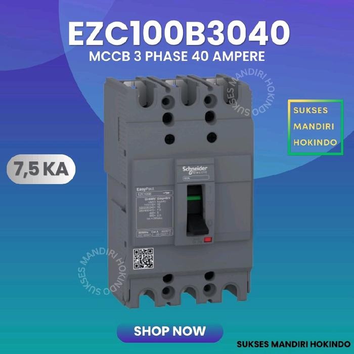 New Mccb 3 Phase 40 Ampere 3P 40A Original Sni Schneider Easypact Ezc100B Terlariss 