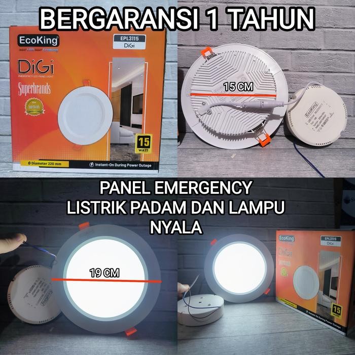 TERSEDIA ECOKING DOWNLIGHT EMERGENCY LED PANEL 15W EPL3115 - BATERAI PUTIH